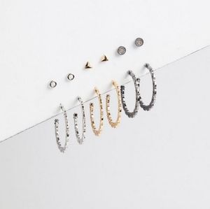 Geometric Stud & Hoop Set of 6 - Gold & Silver Tone